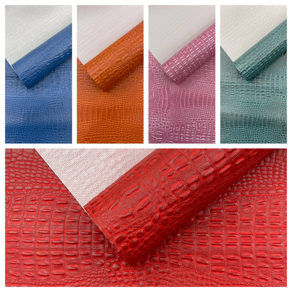 Crocodile Marine Vinyl 2 Tone Upholstery, Crocodile Skin Texture Faux Leather PVC Vinyl, 54" Wide.
