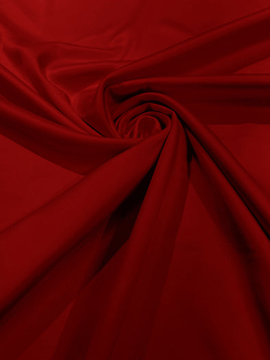 Apple Red Matte Stretch Lamour Satin Fabric 58" Wide/Sold By The Yard. New Colors