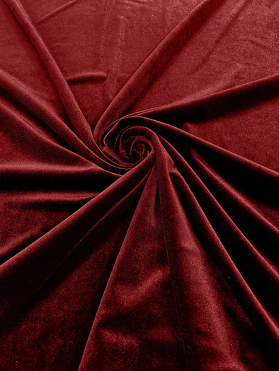 Apple Red 60" Wide 90% Polyester 10 percent Spandex Stretch Velvet Fabric for Sewing Apparel Costumes Craft, Sold By The Yard.