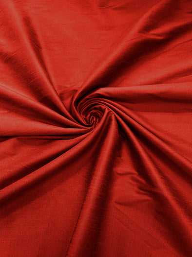 Apple Red Polyester Dupioni Faux Silk Fabric/ 55” Wide/Wedding Fabric/Home Décor.