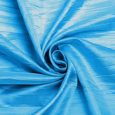 Aqua Blue Crushed Taffeta Fabric - 54" Width - Creased Clothing Decorations Crafts - Sold By The Yard