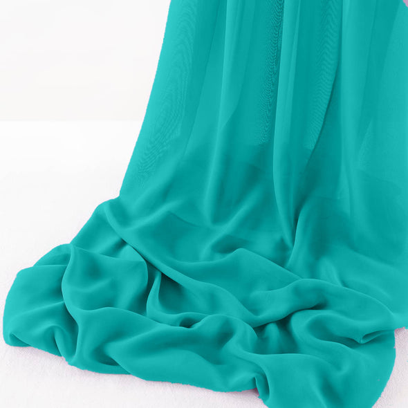 Aqua Blue Wool Dobby Chiffon Sheer Table Runner for Wedding, Decorations for Birthday Parties, Banquets, Engagements.