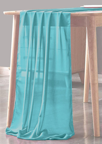 Aqua Blue Sheer Table Runner for Wedding, Decorations for Birthday Parties, Banquets, Engagements