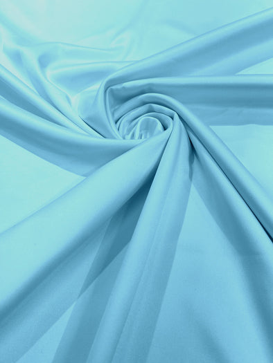 Aqua Blue Matte Stretch Lamour Satin Fabric 58" Wide/Sold By The Yard. New Colors