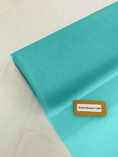 Aqua Blue Bridal Illusion Tulle 108"Wide Polyester Premium Tulle Fabric Bolt