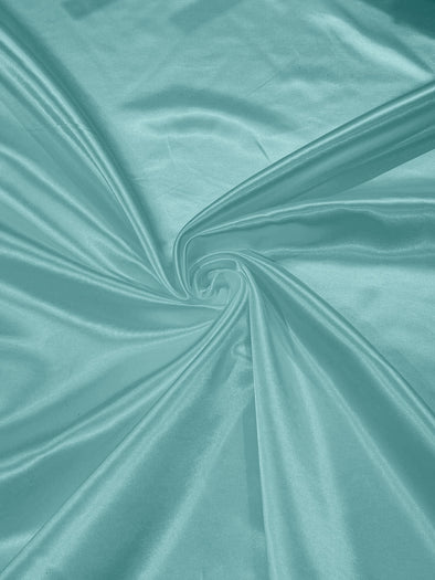 Aqua Green  Heavy Shiny Bridal Satin Fabric for Wedding Dress, 60" inches wide sold by The Yard. Modern Color
