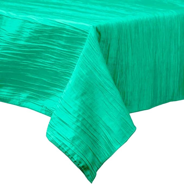 Aqua Green Square Light Weight Accordion Design Crushed Taffeta Seamless Table Overlay.