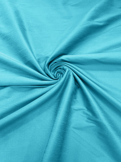 Aqua Polyester Dupioni Faux Silk Fabric/ 55” Wide/Wedding Fabric/Home Décor.