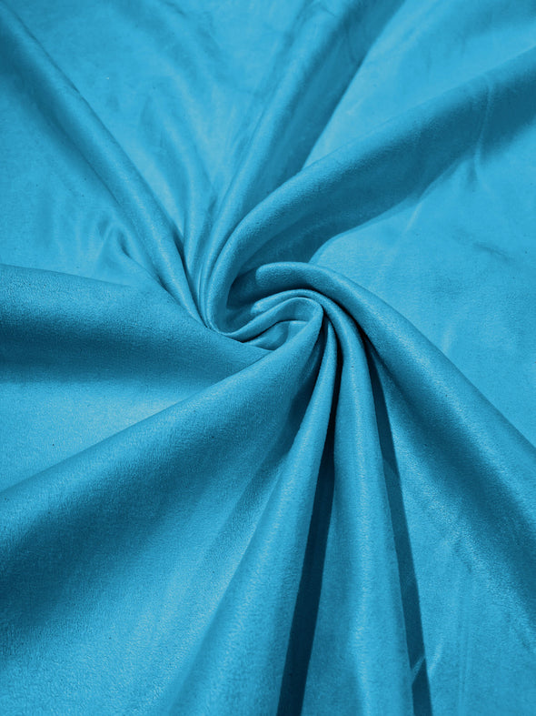 Aqua Faux Suede Polyester Fabric | Microsuede | 58" Wide | Upholstery Weight, Tablecloth, Bags, Pouches, Cosplay, Costume