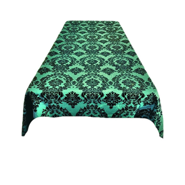 Aqua Rectangular Tablecloth - Decorative Damask Polyester Taffeta Tablecloth.