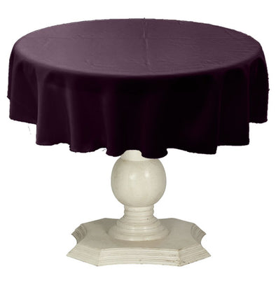 Aubergine Round Tablecloth Solid Dull Bridal Satin Overlay for Small Coffee Table Seamless
