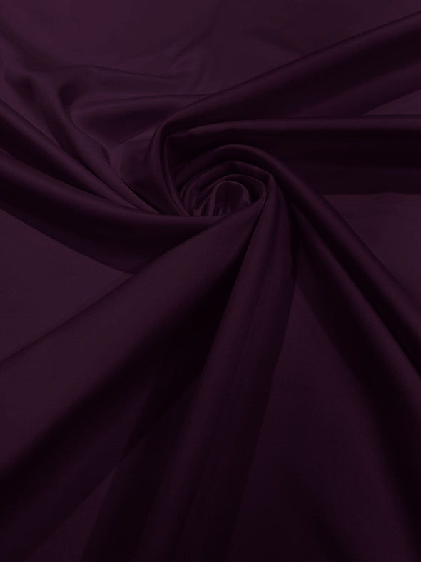 Aubergine Matte L'Amour Satin (Peau de Soie) Duchess Fabric Bridesmaid Dress 58"-60" Wide Costume/Wedding