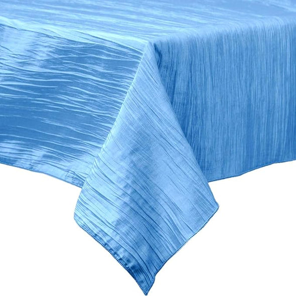 Baby Blue Square Light Weight Accordion Design Crushed Taffeta Seamless Table Overlay.