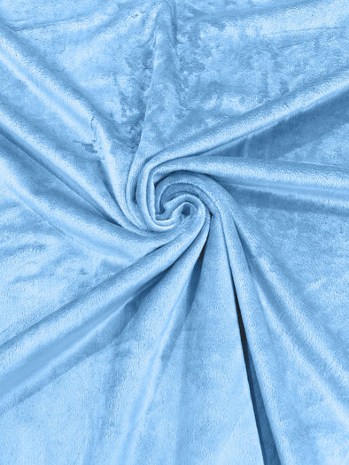 Baby Blue Minky Solid Silky Plush Faux Fur Fabric - Sold by the yard