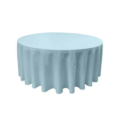 Baby Blue Solid Round Polyester Poplin Tablecloth With Seamless
