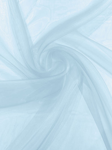 Baby Blue 58/60"Wide 100% Polyester Soft Light Weight, Sheer Crystal Organza Fabric Sold By The Yard