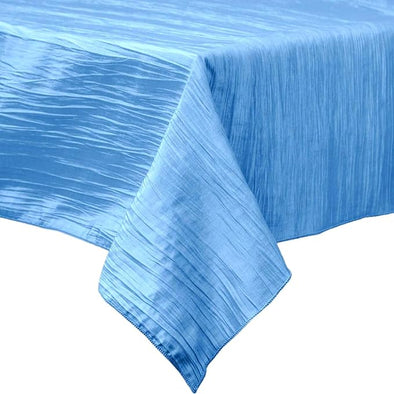 Baby Blue Rectangular Light Weight Accordion Design Crushed Taffeta Seamless Table Overlay.