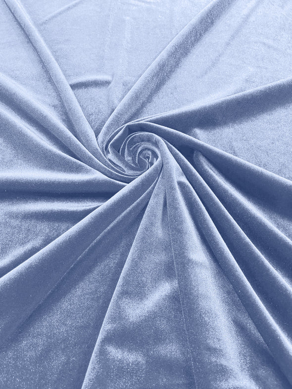 Baby Blue 60" Wide 90% Polyester 10 percent Spandex Stretch Velvet Fabric for Sewing Apparel Costumes Craft, Sold By The Yard.
