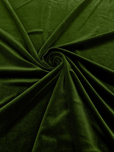 Bamboo Green 60" Wide 90% Polyester 10 percent Spandex Stretch Velvet Fabric for Sewing Apparel Costumes Craft, Sold By The Yard.