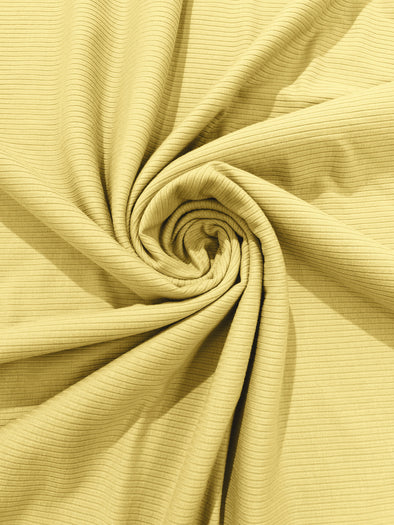 Banana Yellow Stretch Rib Knit Fabric Polyester Spandex. By The Yard.