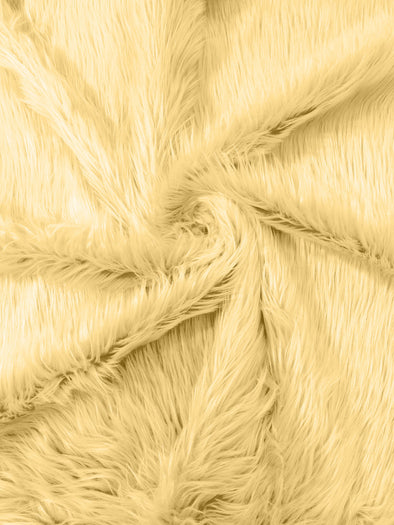 Banana Yellow Long Pile Soft Faux Fur Fabric for Fur suit, Cosplay Costume, Photo Prop, Trim, Throw Pillow, Crafts.