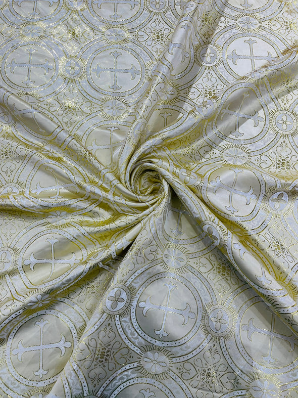 Cross Brocade Jacquard Satin/Religious Brocade/58" Wide/Liturgical Fabric/Church/Vestment-By The Yard