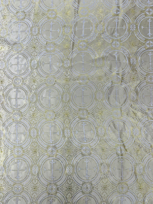 Cross Brocade Jacquard Satin/Religious Brocade/58" Wide/Liturgical Fabric/Church/Vestment-By The Yard