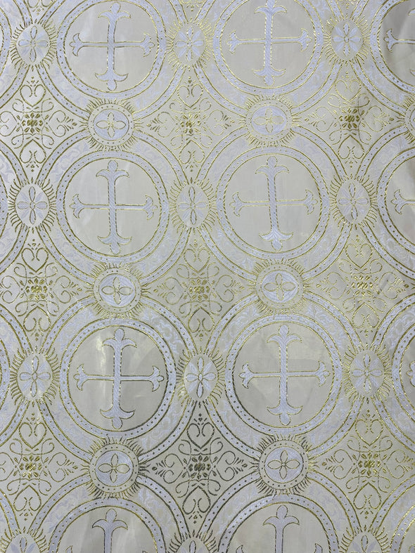 Cross Brocade Jacquard Satin/Religious Brocade/58" Wide/Liturgical Fabric/Church/Vestment-By The Yard