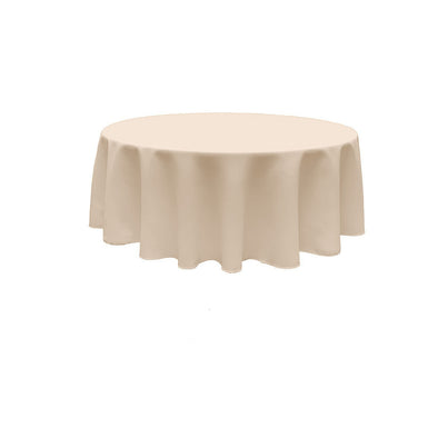 Beige Round Polyester Poplin Tablecloth Seamless