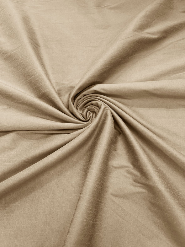 Beige  Polyester Dupioni Faux Silk Fabric/ 55” Wide/Wedding Fabric/Home Décor.