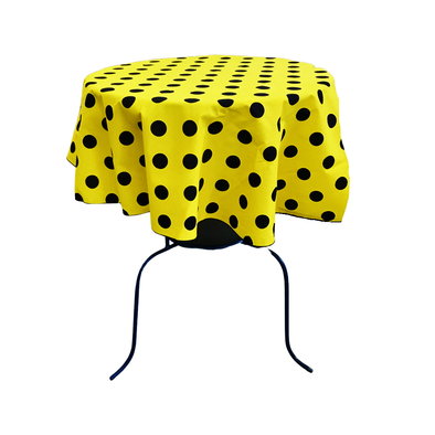 Black Dot on Yellow  Round Polka Dot Poly Cotton Tablecloth ( Choose Size Below )