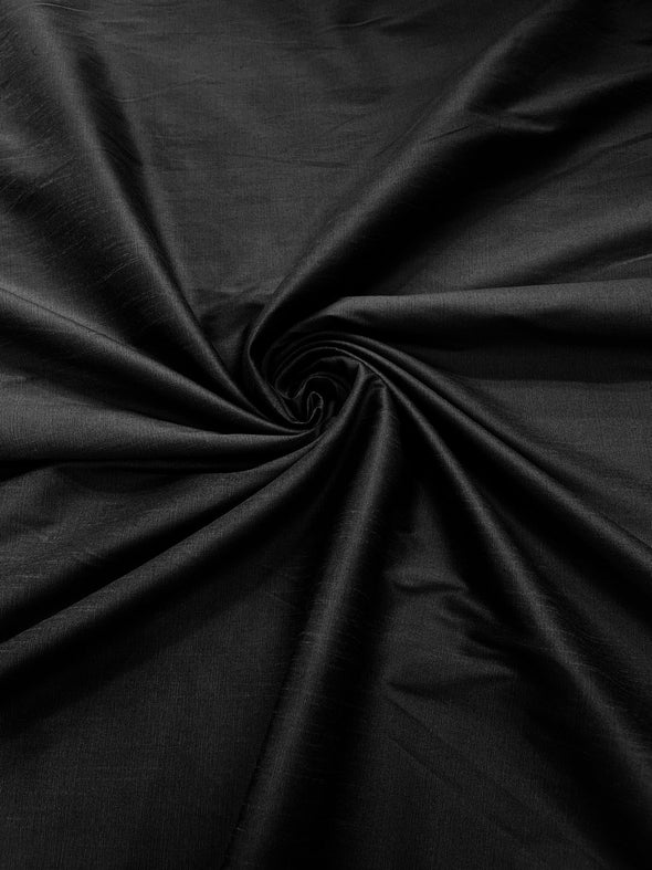 Black Polyester Dupioni Faux Silk Fabric/ 55” Wide/Wedding Fabric/Home Décor.