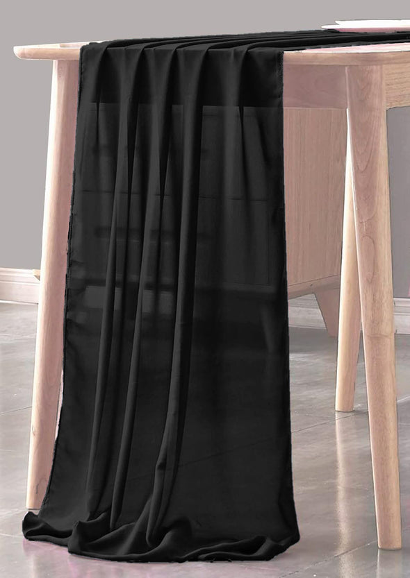 Black Sheer Table Runner for Wedding, Decorations for Birthday Parties, Banquets, Engagements.