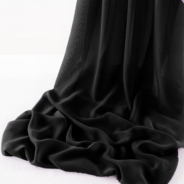 Black Chelsea Wool Dobby Chiffon Fabric/58" Wide Sheer Fabric/Solid Color Draping Fabric for Wedding Party Easter Backdrop