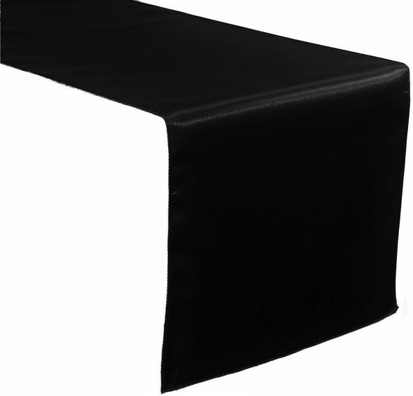 Black Bridal Satin Table Runner, Wedding Banquet Decoration, ( Choose Size Below )