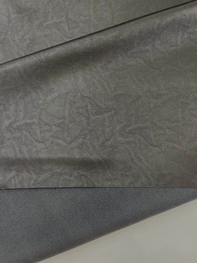 Black Stretch Vinyl Fabric, Plaid Pattern, 4-Way Stretch, Medium Weight, Sold By The Yard.