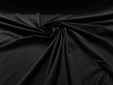 Black 58/60" Wide Cotton Jersey Spandex Knit Blend 95% Cotton 5 percent Spandex/Stretch Fabric/Costume