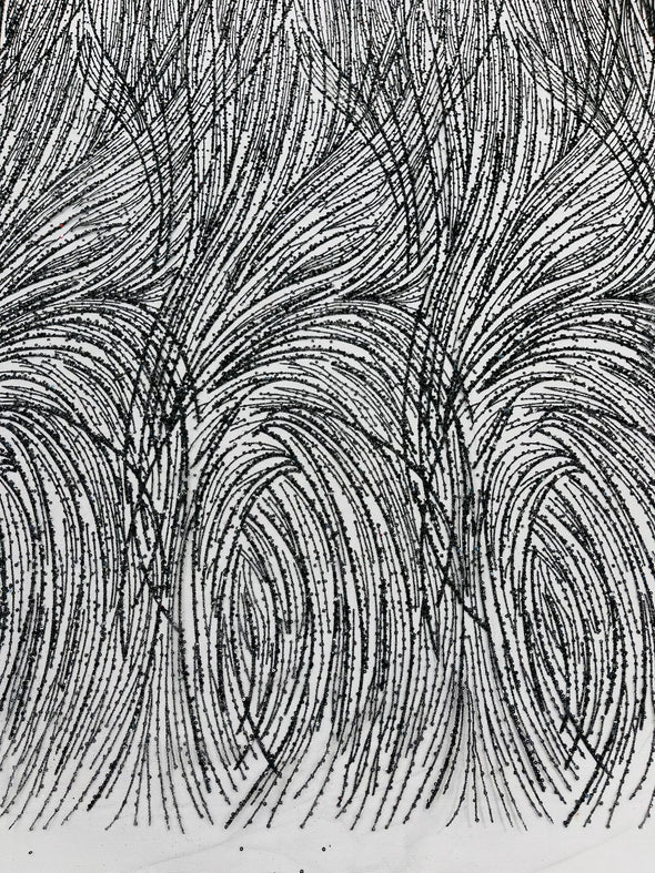 Fashion Glitter Design On A Mesh Lace Fabric/Prom.