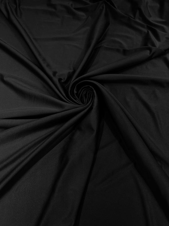 Black Shiny Milliskin Nylon Spandex Fabric 4 Way Stretch 58" Wide Sold by The Yard
