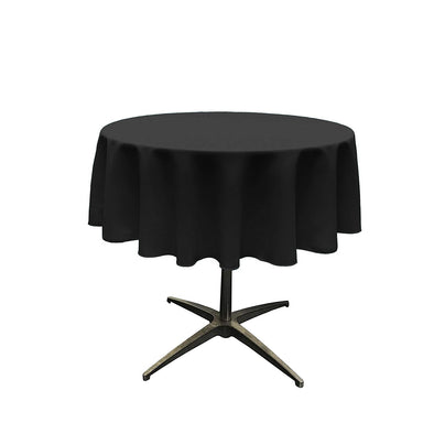 Black Solid Round Polyester Poplin Tablecloth Seamless