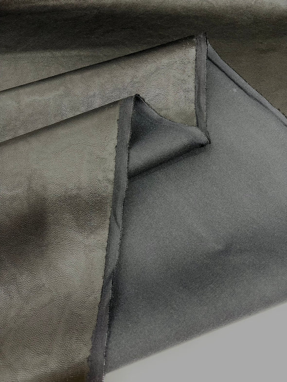 Black Stretch Vinyl Fabric, Plaid Pattern, 4-Way Stretch, Medium Weight, Sold By The Yard.