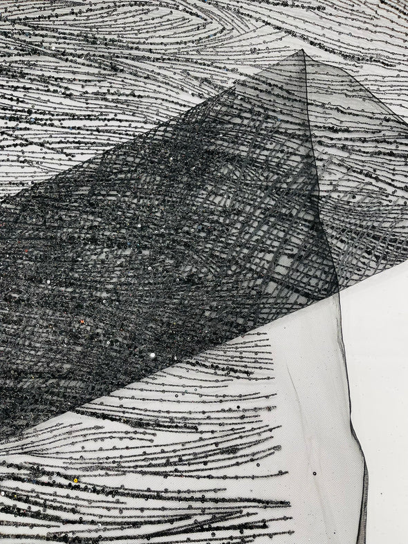 Fashion Glitter Design On A Mesh Lace Fabric/Prom.