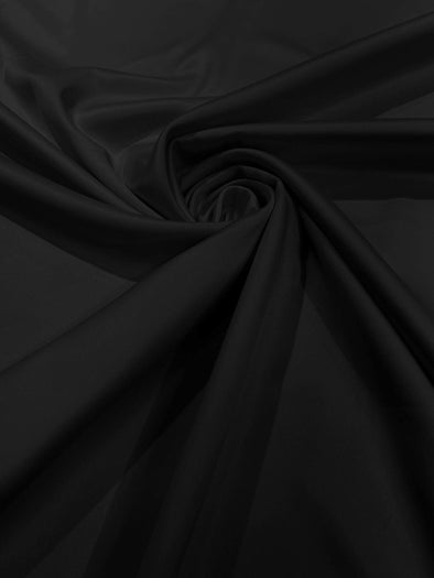 Black Matte Stretch Lamour Satin Fabric 58" Wide/Sold By The Yard. New Colors