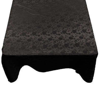Black Square Tablecloth Roses Jacquard Satin Overlay for Small Coffee Table Seamless