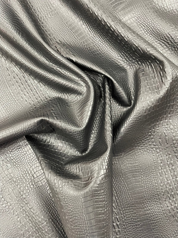 Crocodile Marine Vinyl 2 Tone Upholstery, Crocodile Skin Texture Faux Leather PVC Vinyl, 54" Wide.