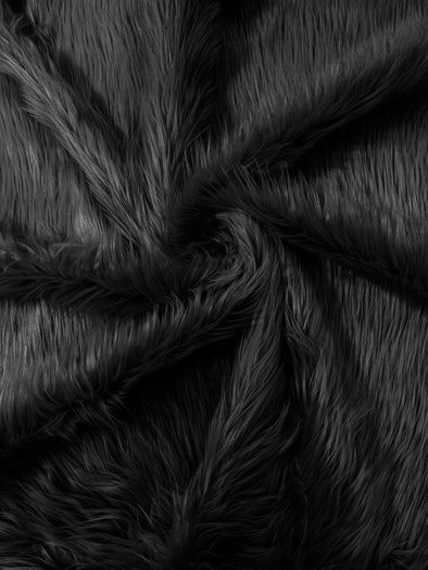 Black Long Pile Soft Faux Fur Fabric for Fur suit, Cosplay Costume, Photo Prop, Trim, Throw Pillow, Crafts.