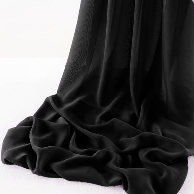 Black  5Yards Chelsea Wool Dobby Chiffon Fabric/58" Wide Sheer Fabric/Solid Color Draping Fabric for Wedding Party Easter Backdrop