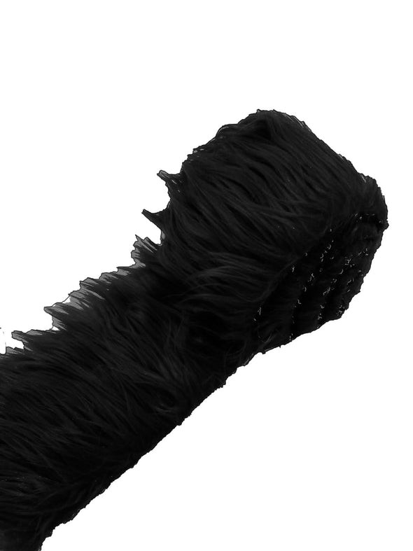 Black Long Pile Soft Faux Fur Fabric STRIP for Fur suit, Cosplay Costume, Photo Prop, Trim, Throw Pillow, Crafts.