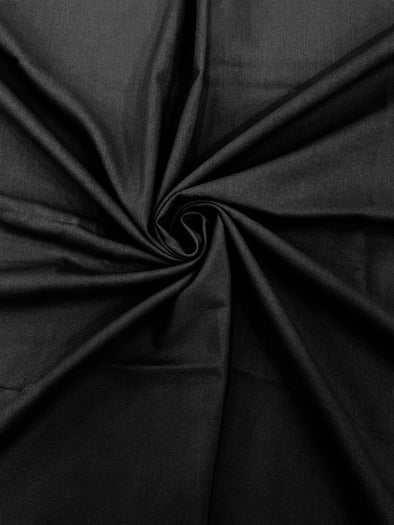 Black Medium Weight Natural Linen Fabric/50"Wide/Clothing