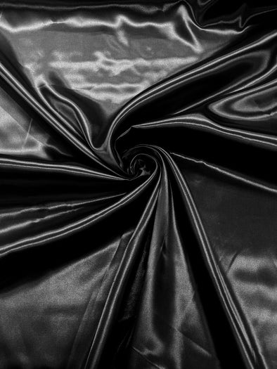 Black Shiny Charmeuse Satin Fabric for Wedding Dress/Crafts Costumes/58” Wide /Silky Satin